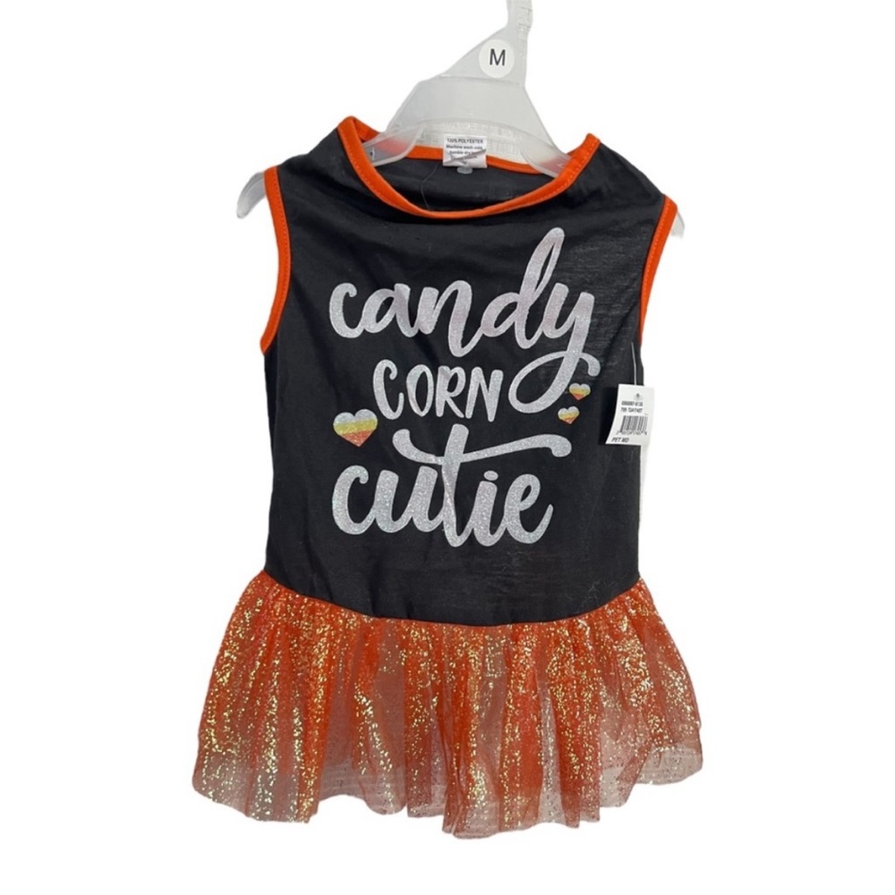 Pet Costume Candy Corn Cutie Sparkle Tutu Pet Spirit Dog Halloween Dress NWT